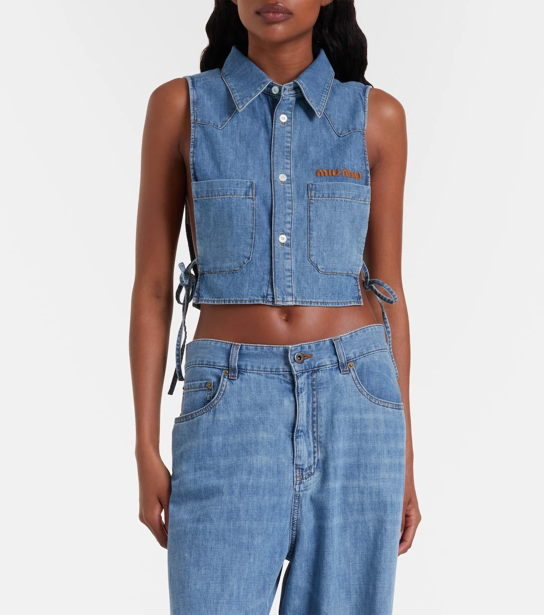 Miu Miu - Chambray crop top