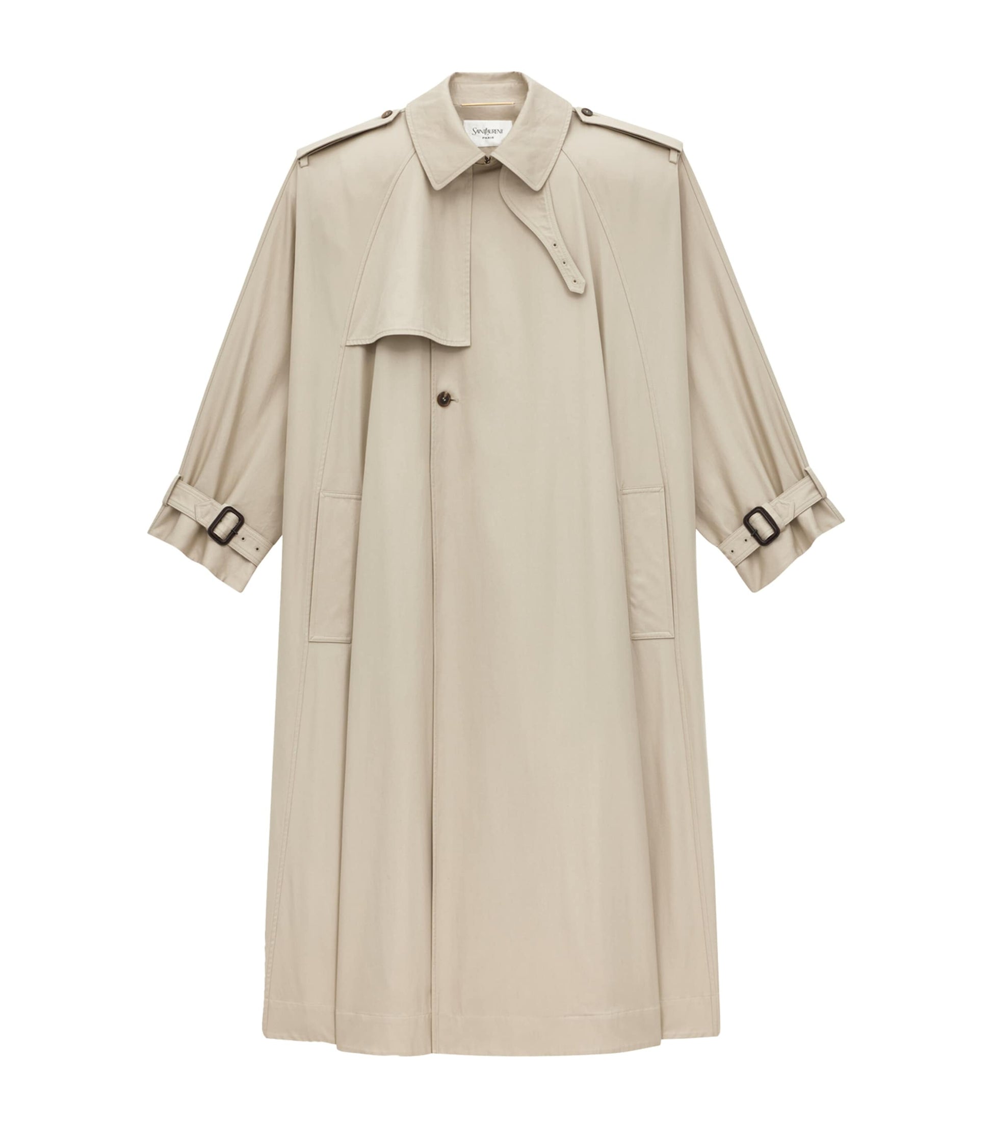 Saint Laurent Nude Cotton Cape Trench Coat
