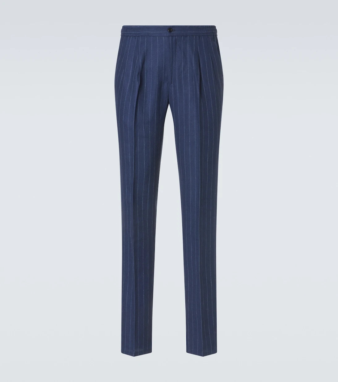 Rubinacci - Pinstripe wool and linen straight pants