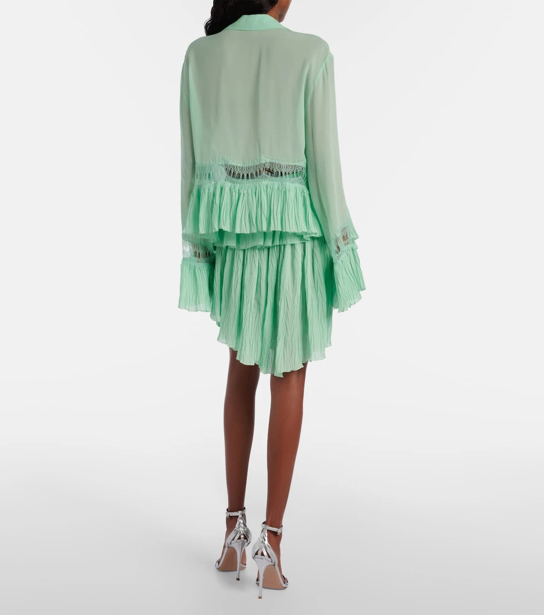 Blumarine - Plissé tiered georgette miniskirt