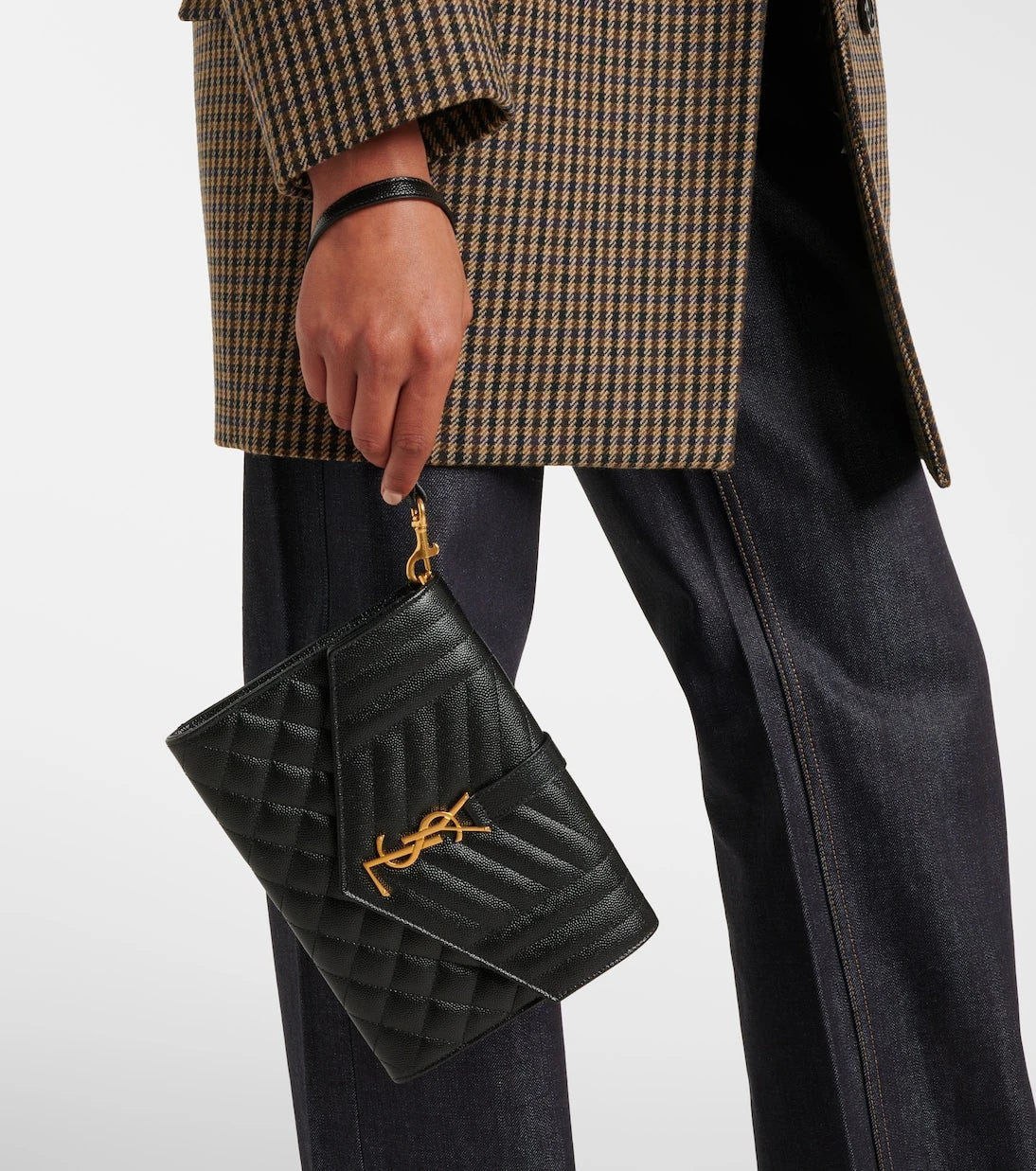 Saint Laurent - Envelope matelassé leather clutch