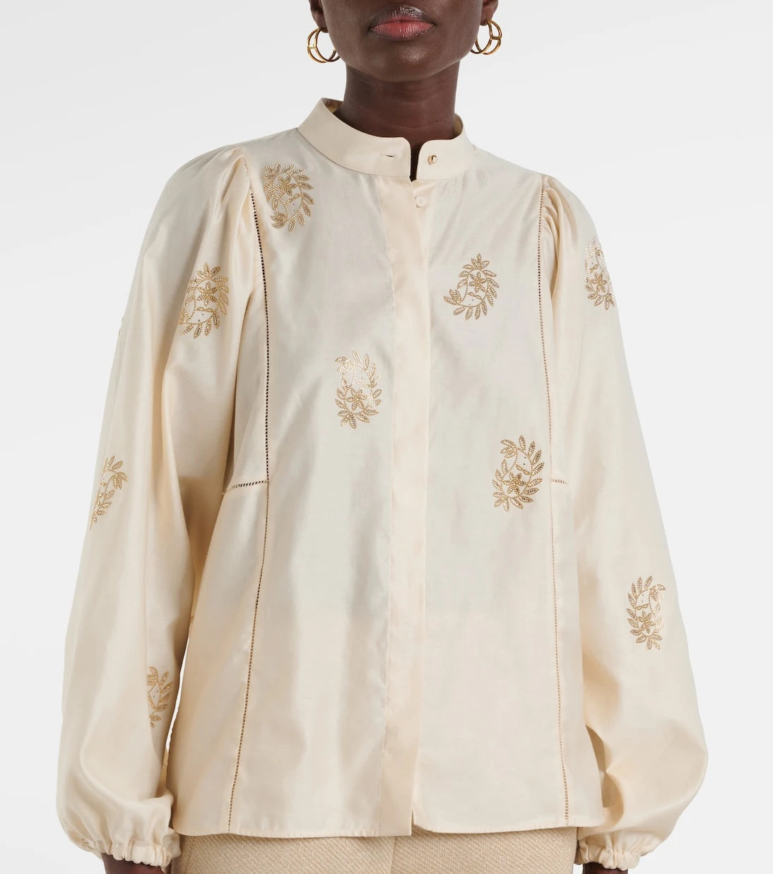 Max Mara - Caladio embellished cotton satin blouse
