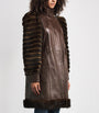 Chloé Brown Leather Fur-Trim Coat