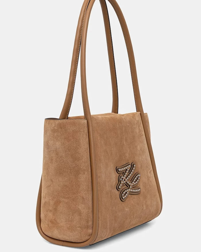 Karl Lagerfeld чанта tote дамска от велур K/AUTOGRAPH