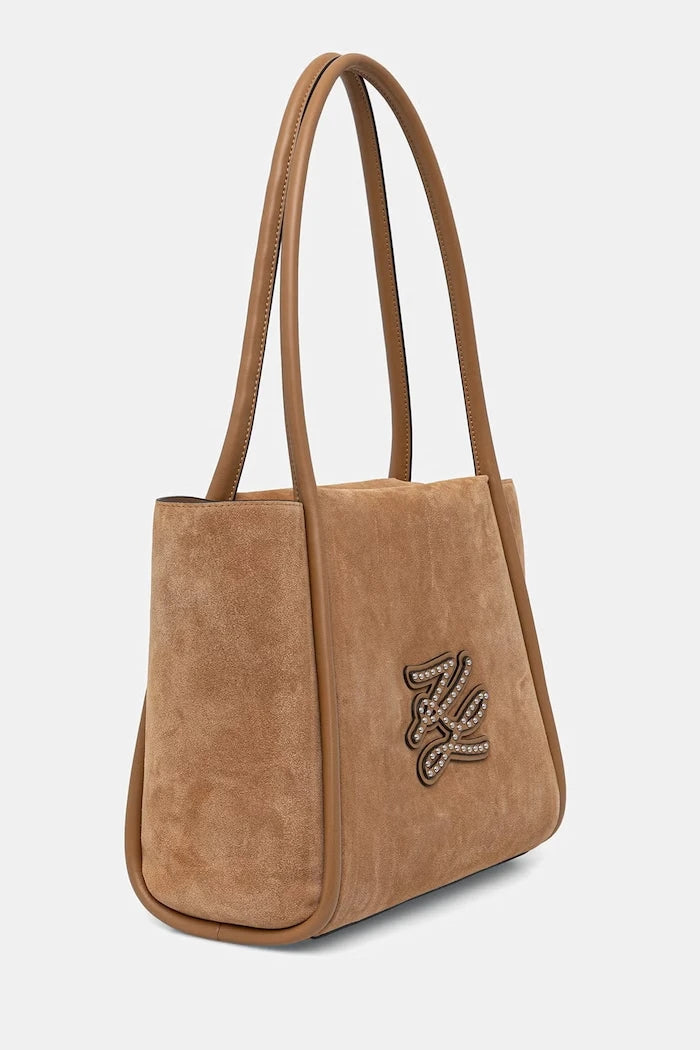 Karl Lagerfeld чанта tote дамска от велур K/AUTOGRAPH