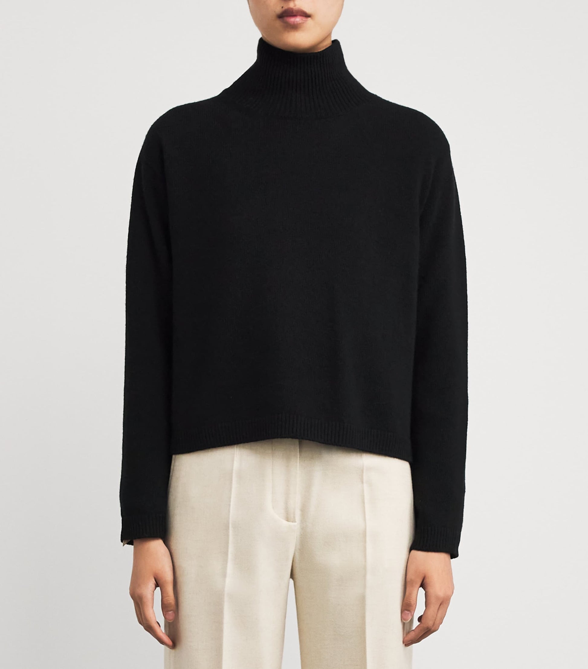 Black Wool-Cashmere Rollneck Sweater