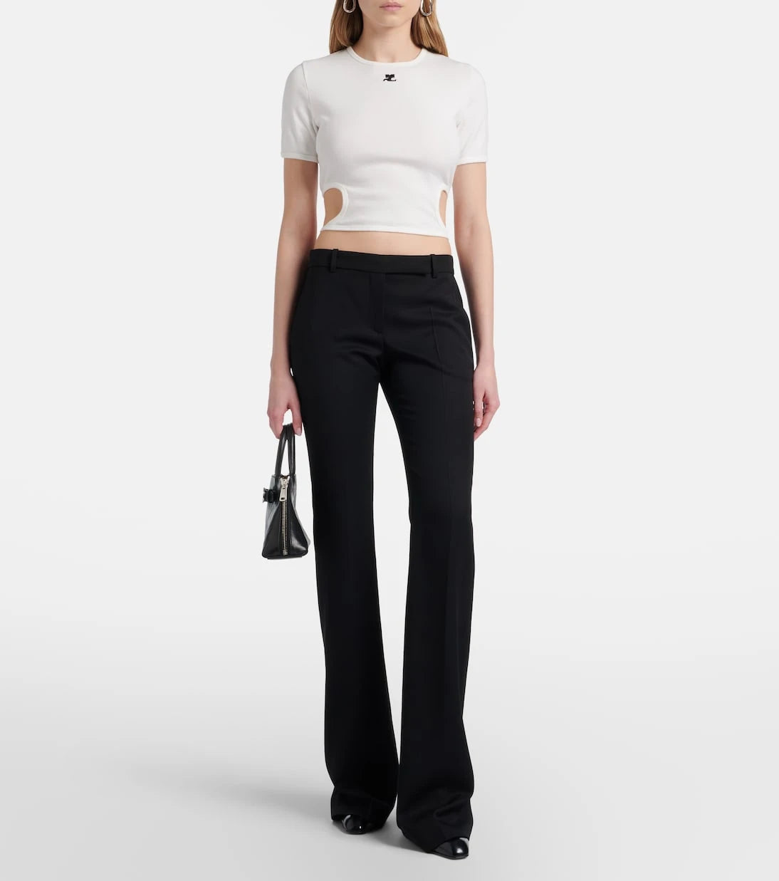 Courrèges - Logo cutout tie-back cotton crop top