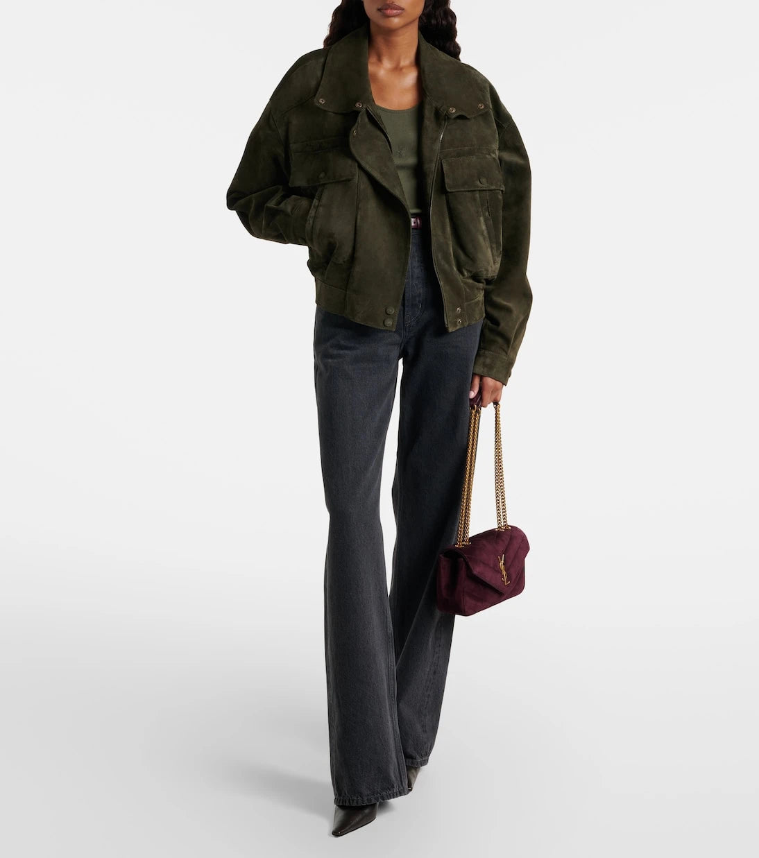 Saint Laurent - Loulou Small matelassé suede shoulder bag
