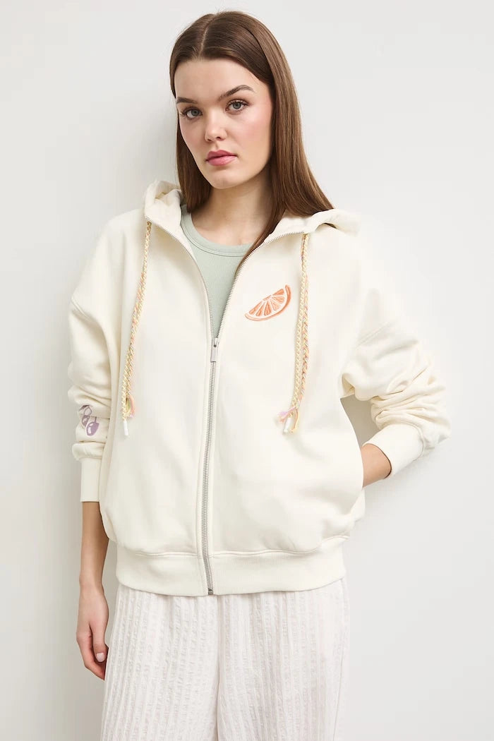 Medicine fermuarlı, kapüşonlu, pamuklu kadın sweatshirt