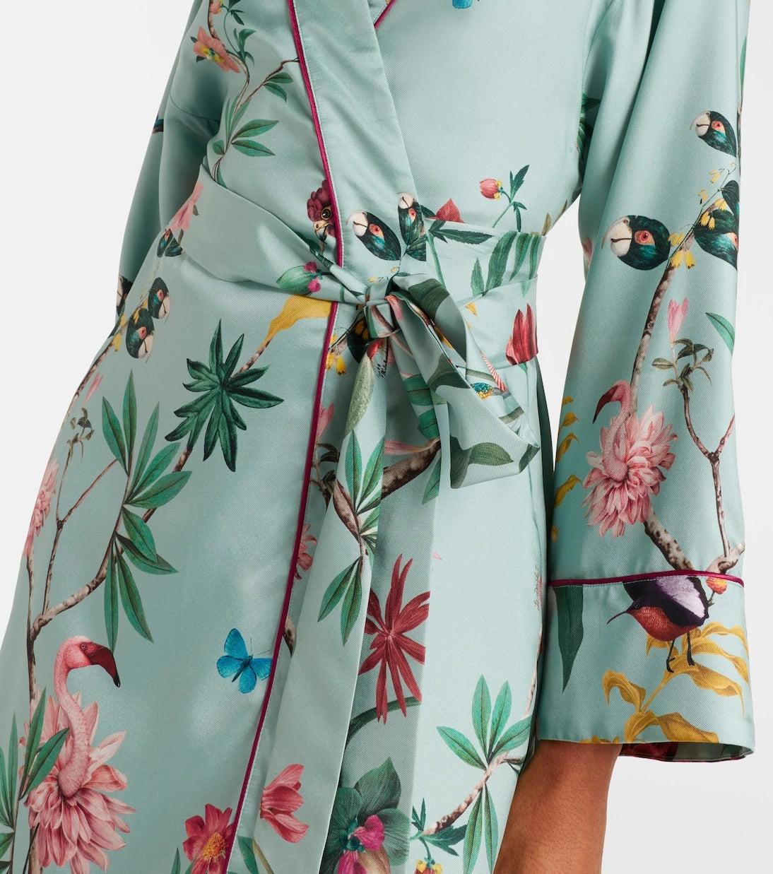 La DoubleJ - Midnight floral silk wrap dress