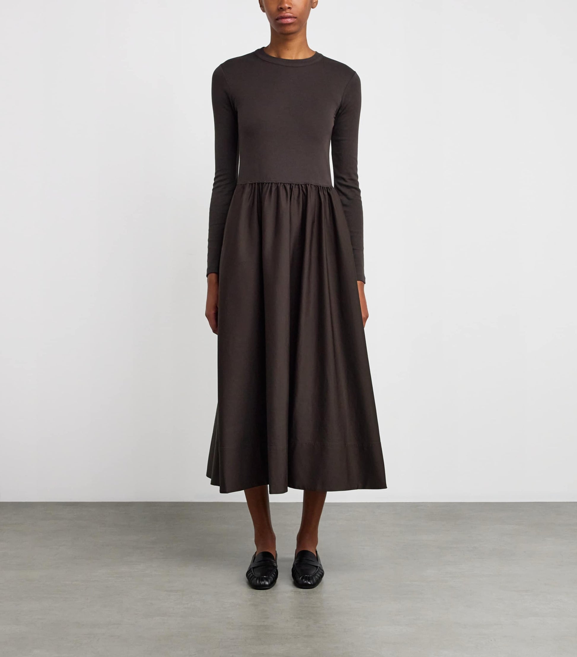 Polo Ralph Lauren Brown Cotton A-Line Midi Dress
