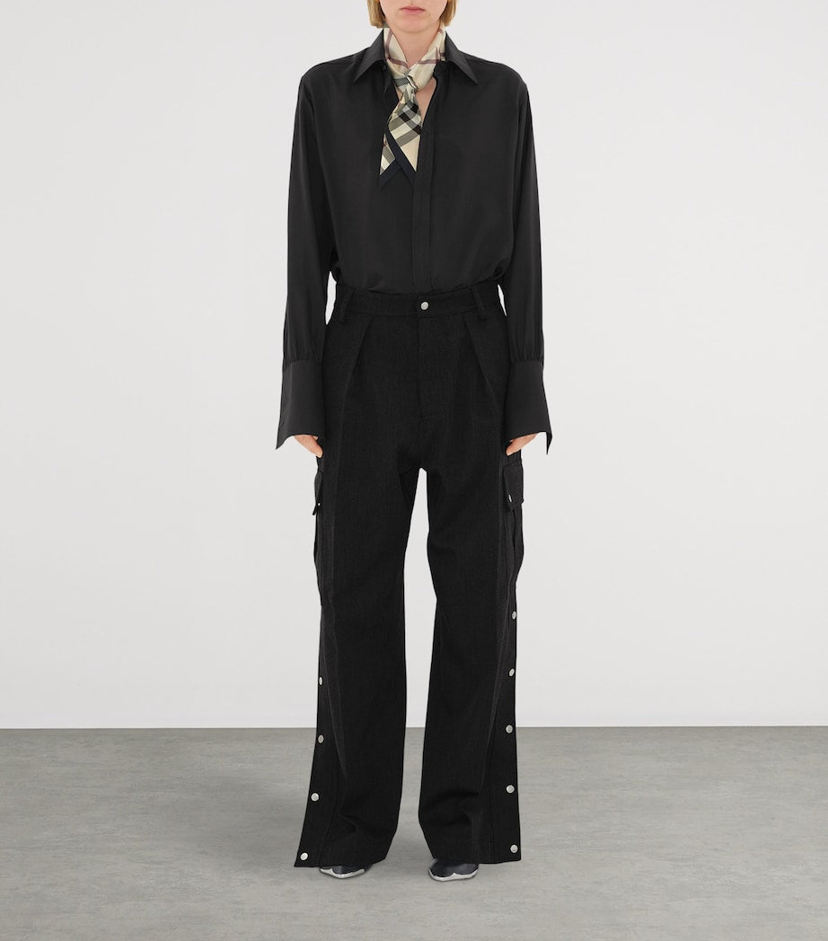 Burberry Beige Silk Skinny Check Scarf