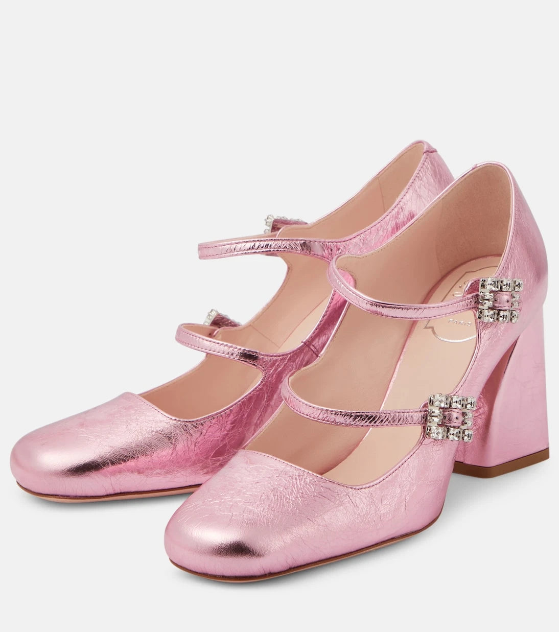Roger Vivier - Très Vivier Babies Mini metallic leather pumps