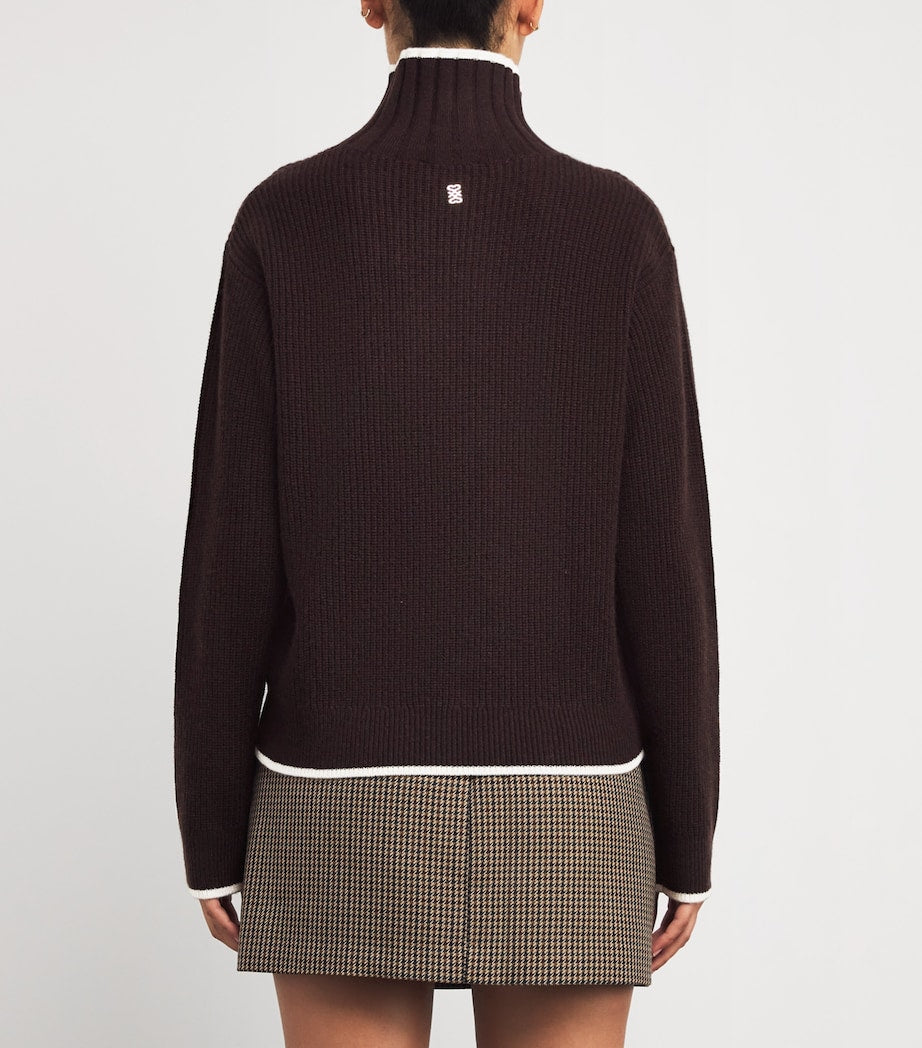 Brown Wool-Cashmere High-Neck Sweater