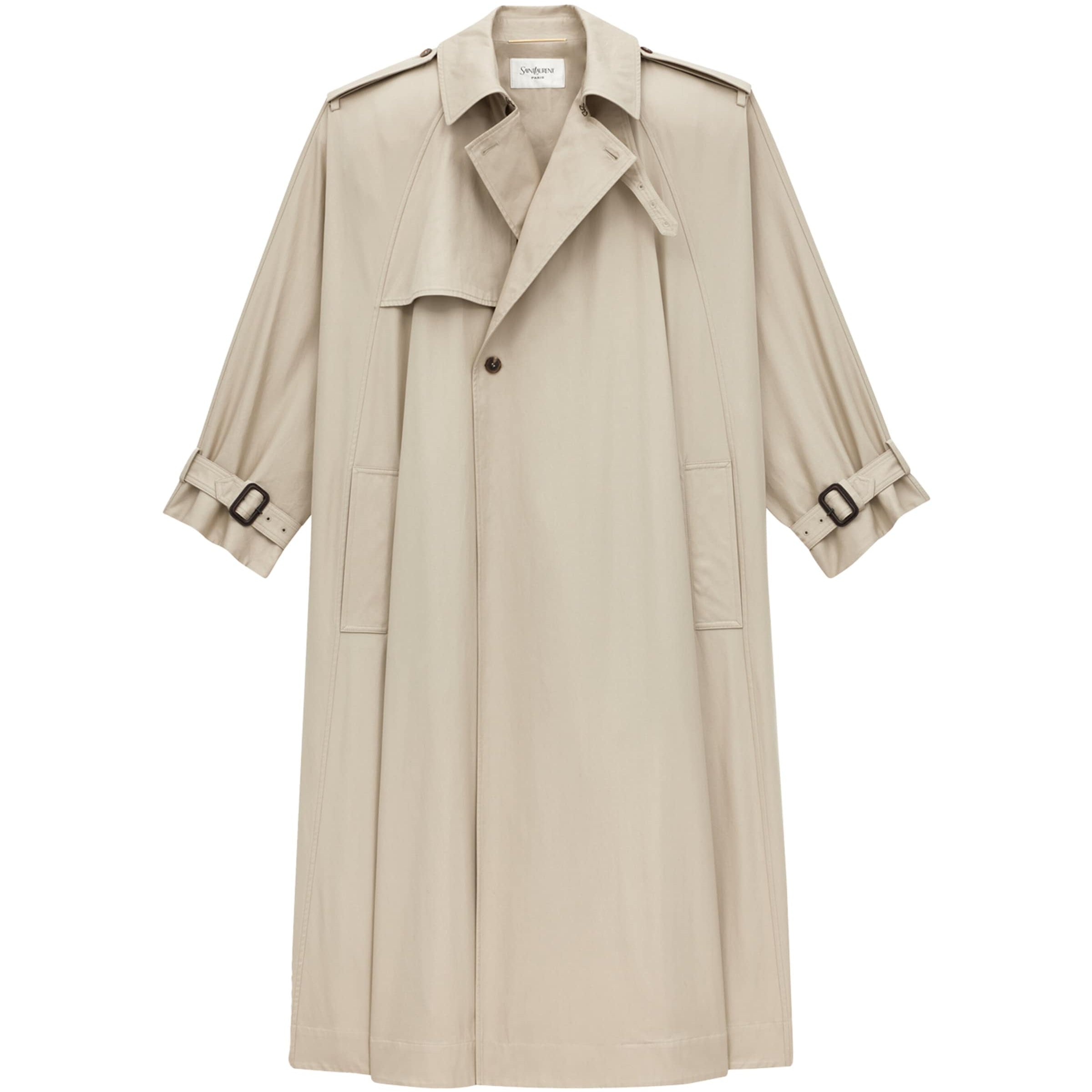 Saint Laurent Nude Cotton Cape Trench Coat