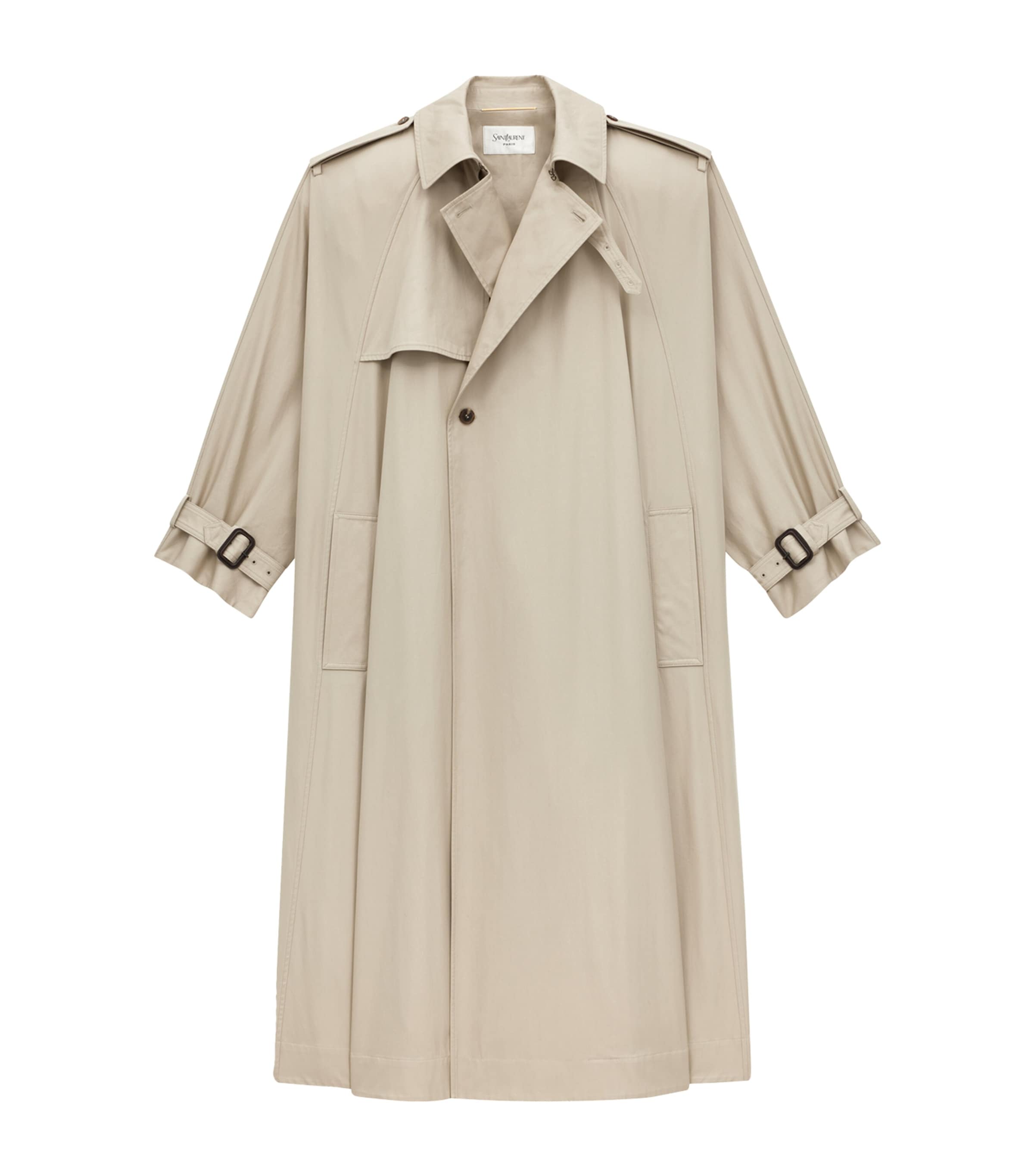 Saint Laurent Nude Cotton Cape Trench Coat