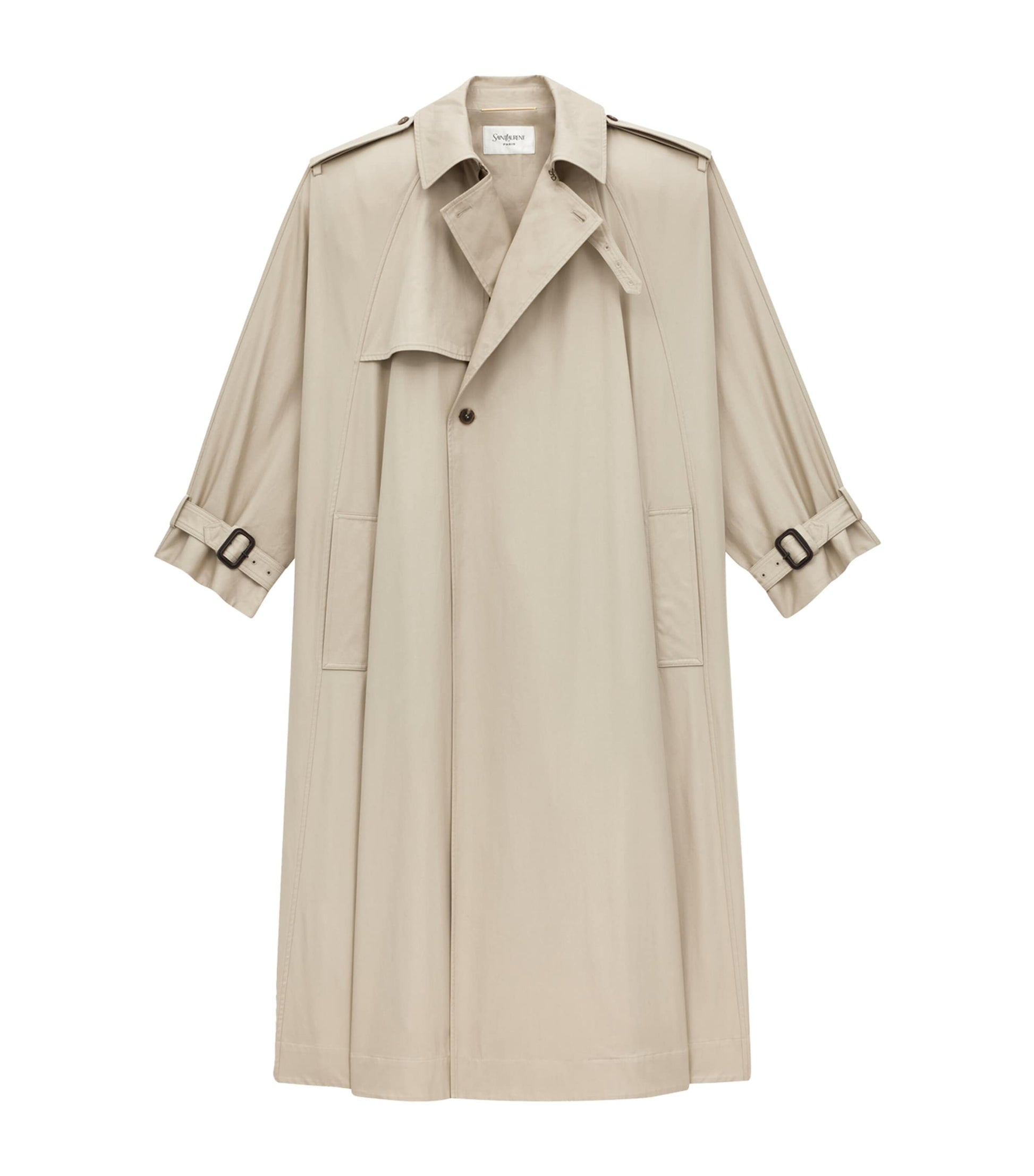 Saint Laurent Nude Cotton Cape Trench Coat