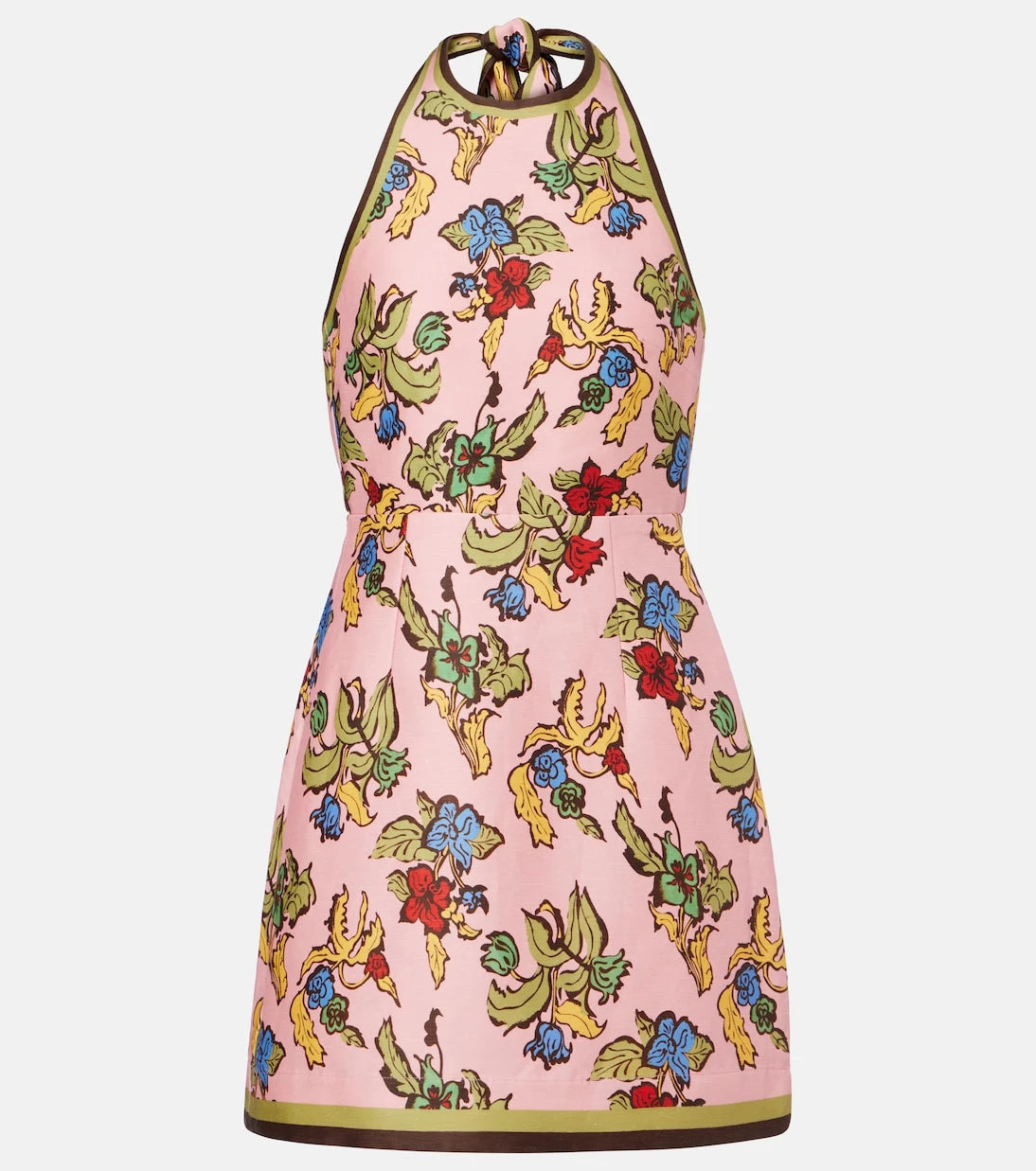 Alémais - Floral halterneck linen-blend minidress