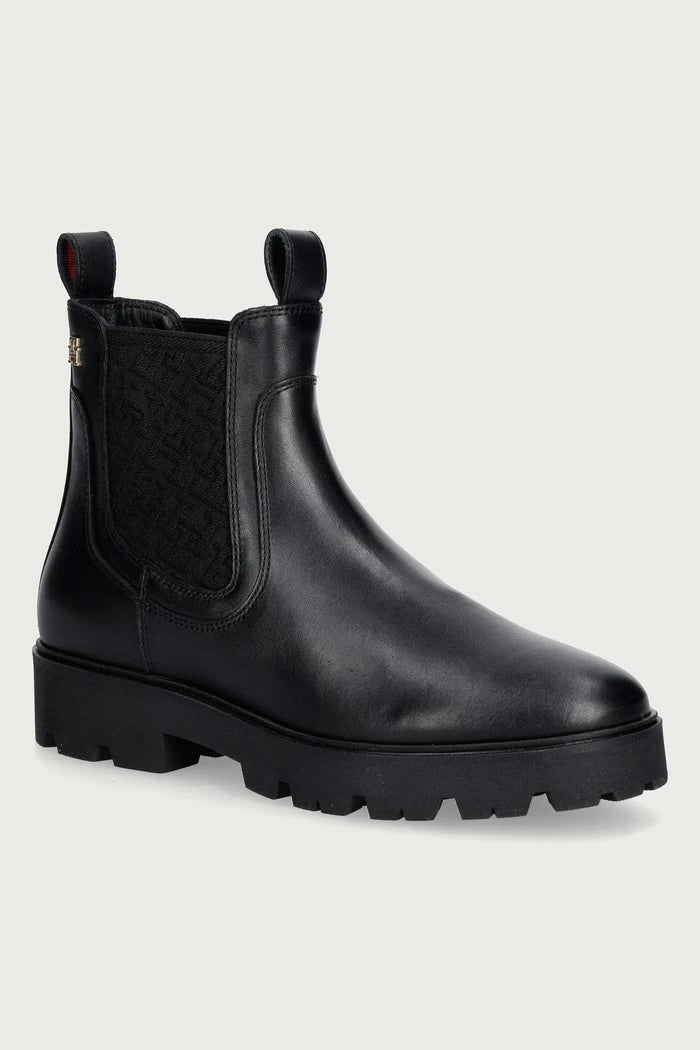 Kadın deri Chelsea bot TH MONOGRAM LEATHER CHELSEA BOOT