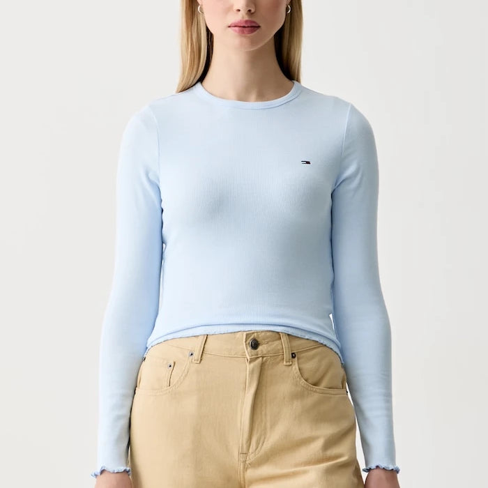 Tommy Jeans Kadın Pamuk ve Elastan Uzun Kollu Bluz