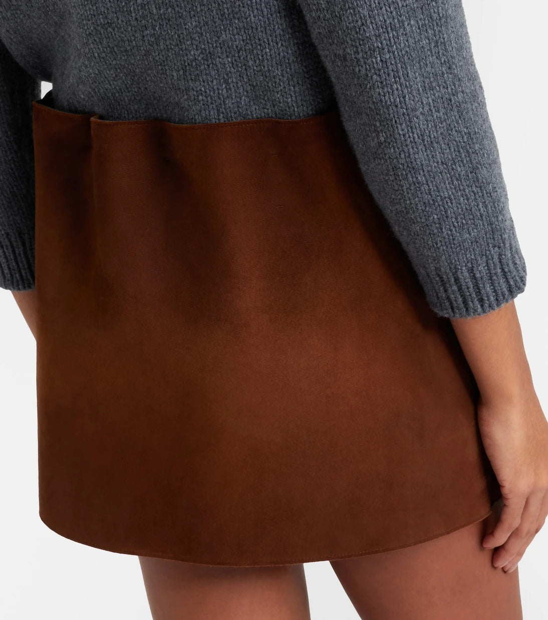 Prada - Gathered suede miniskirt