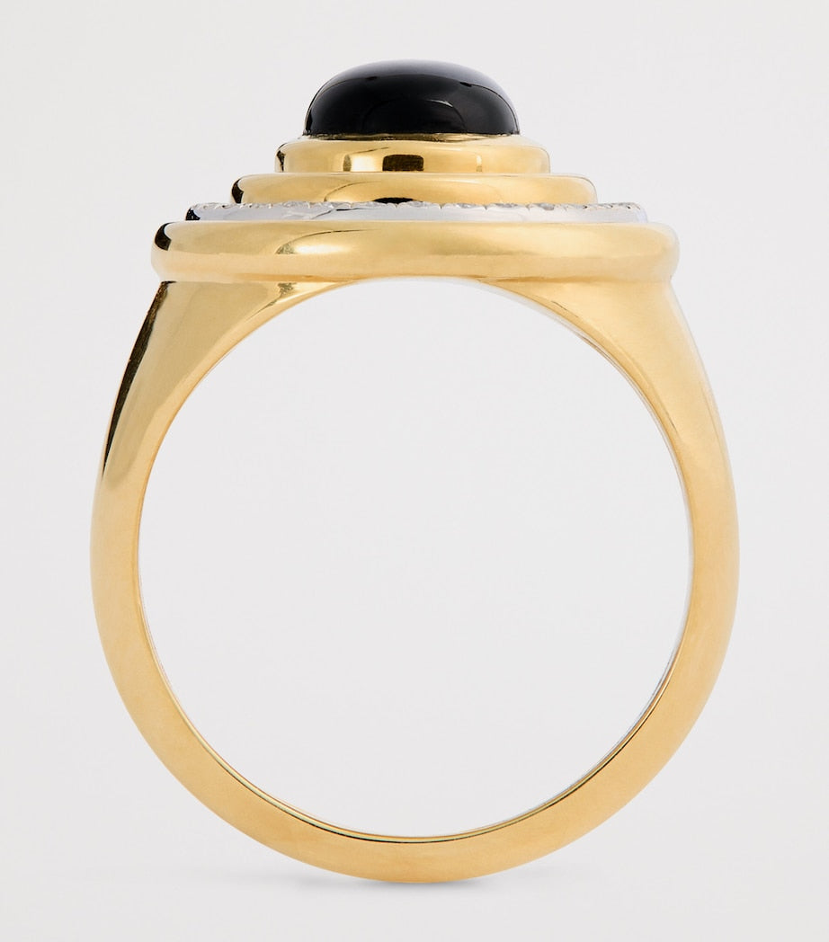 Yellow Gold and Diamond Lot N*91 Mimette Signet Pinky Ring