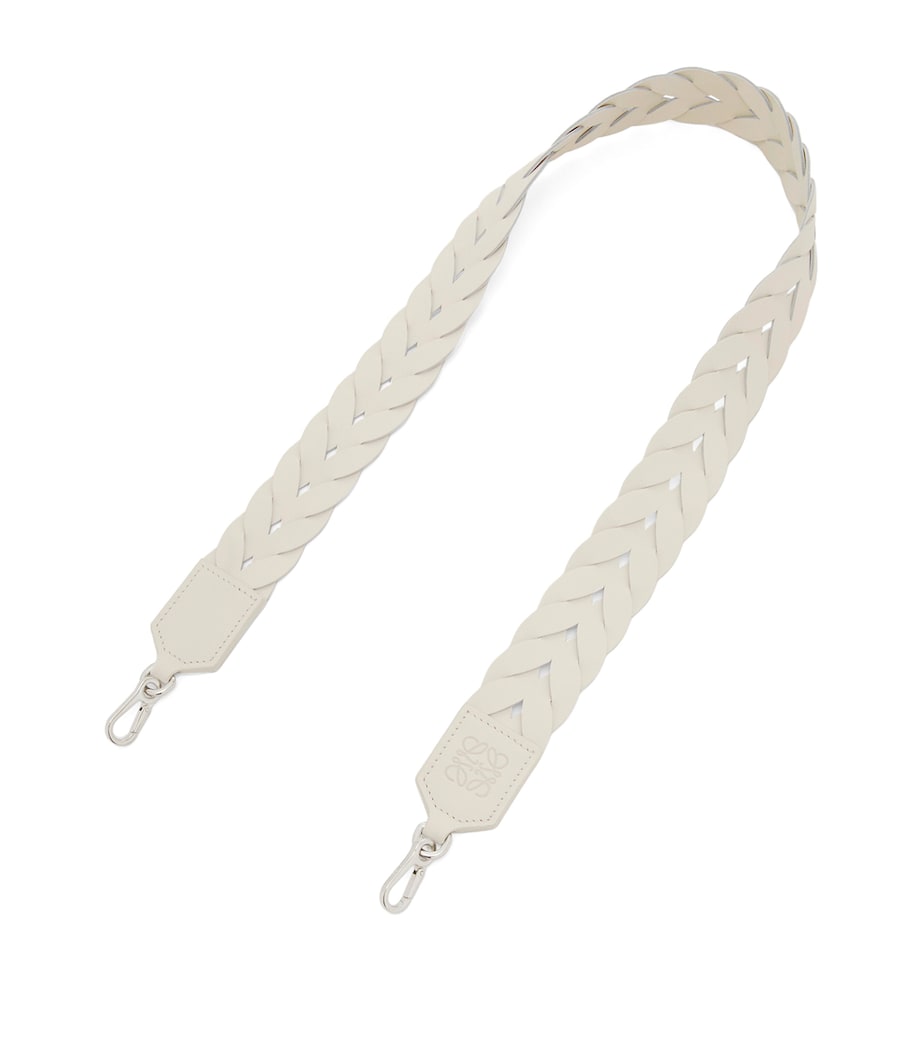 LOEWE White Leather Interlace Bag Strap