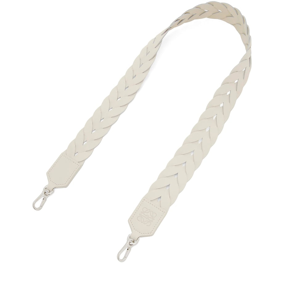 LOEWE White Leather Interlace Bag Strap
