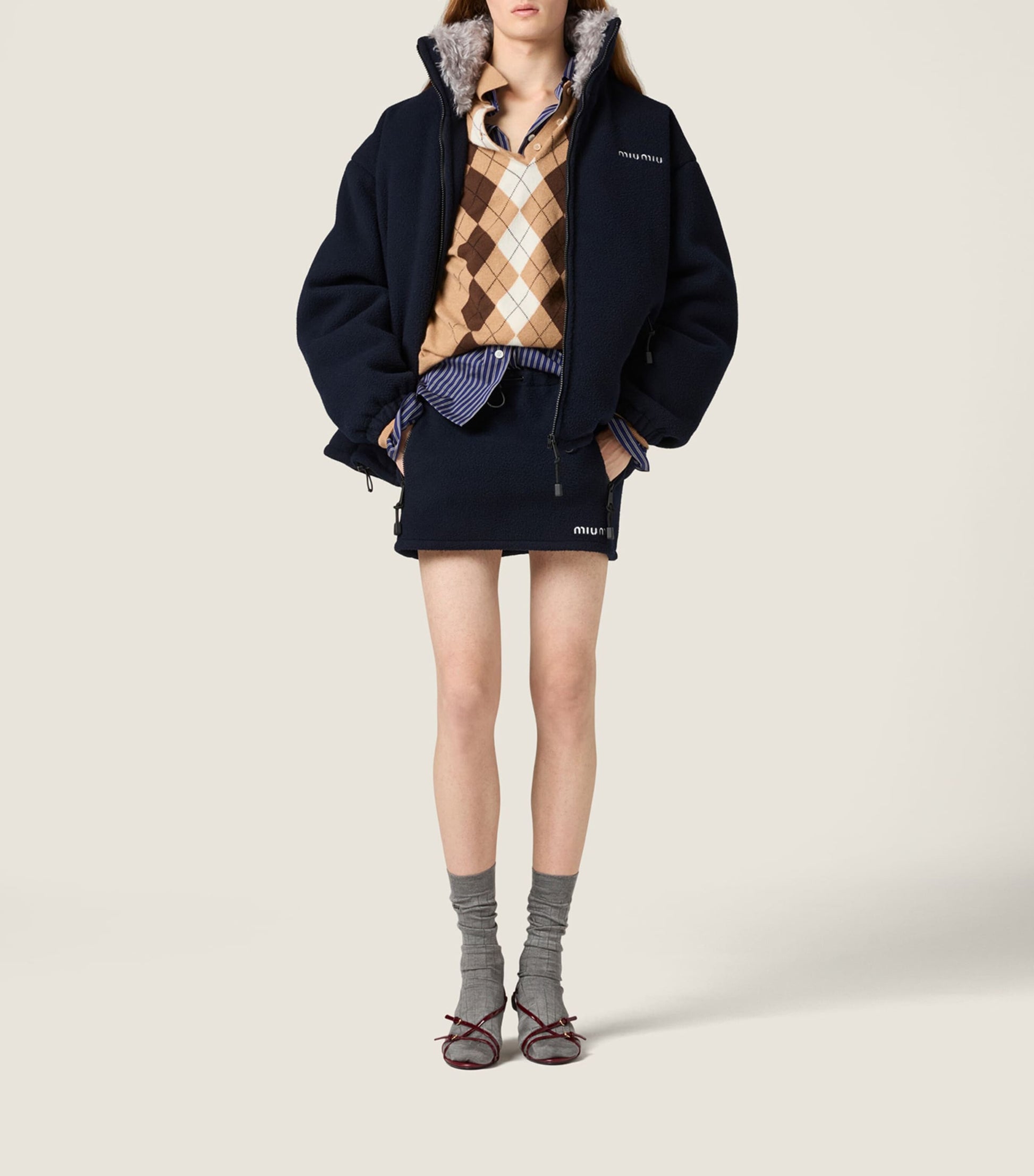 Brown Cashmere Argyle Polo Sweater