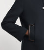 Twill Leather-Trim Coat NAVY BLUE