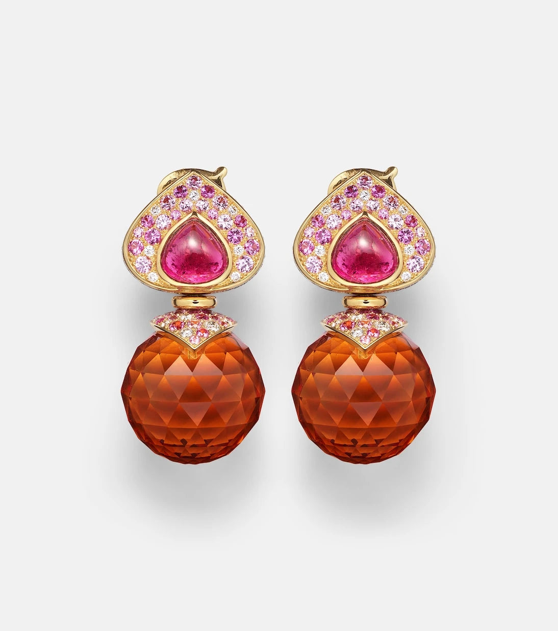 Marina B - Acilla 18kt gold drop earrings with gemstones