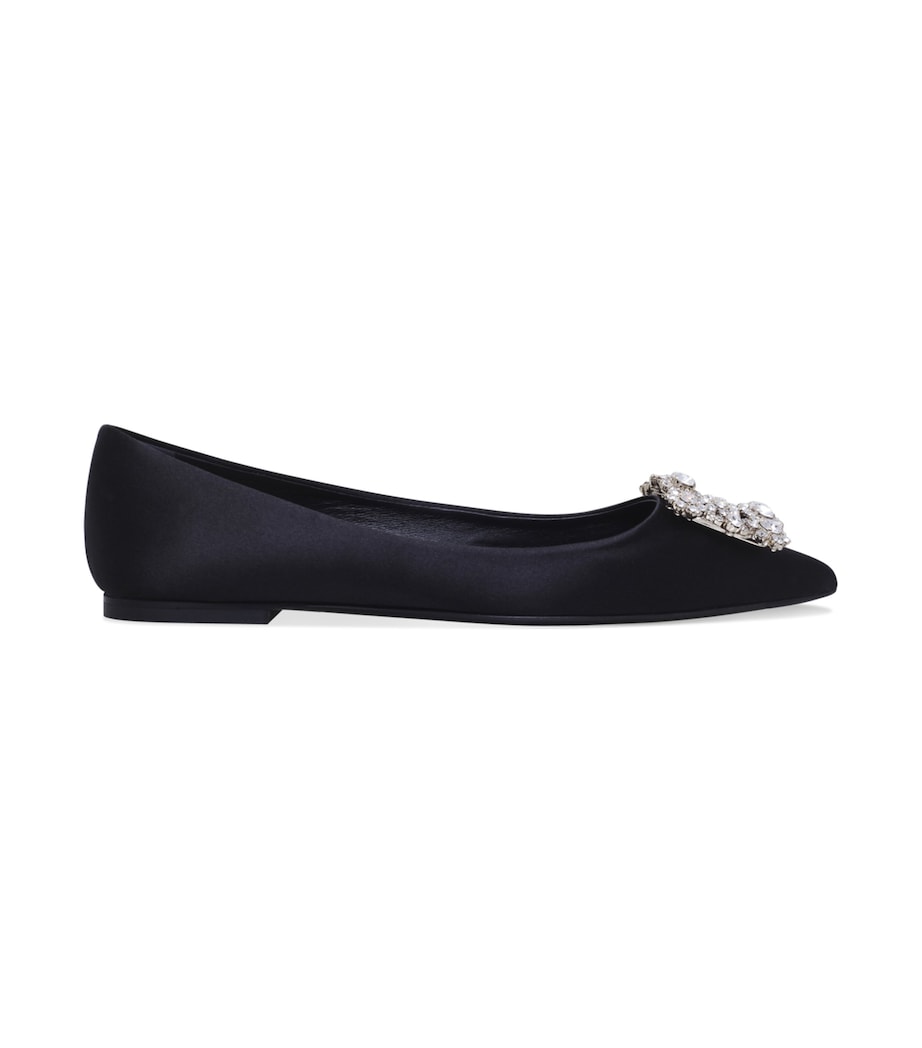 Satin Flower Strass Ballet Flats