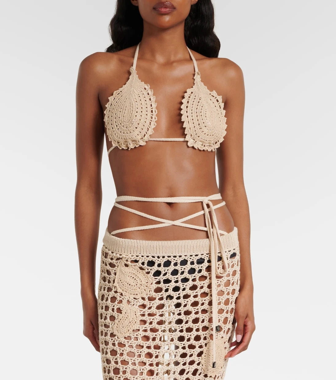 The Attico - Crochet cotton bikini top