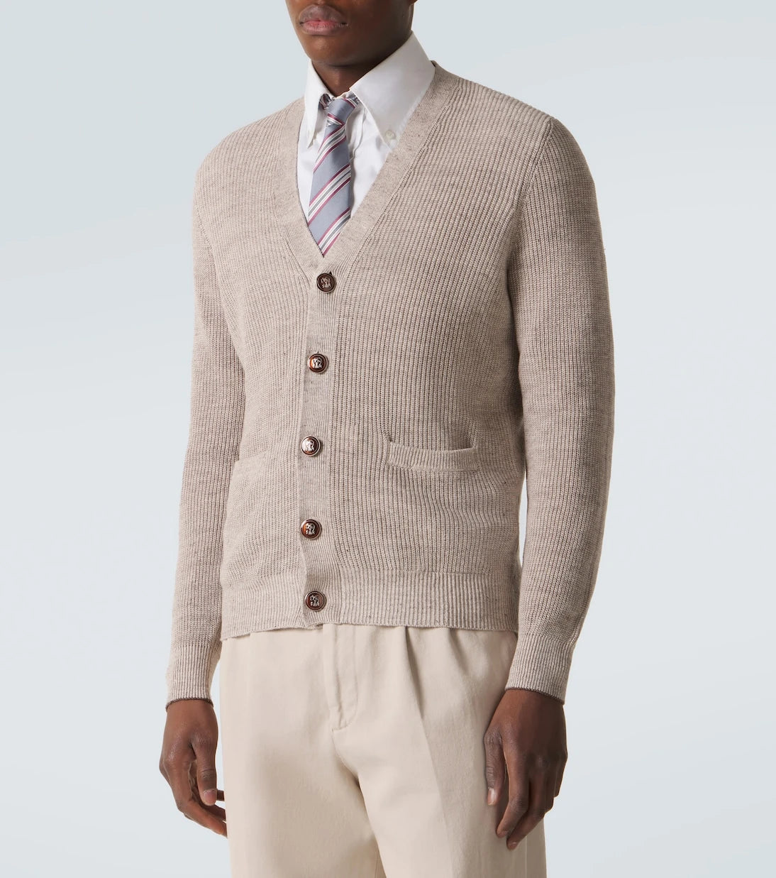 Brunello Cucinelli - Ribbed-knit linen and cotton cardigan