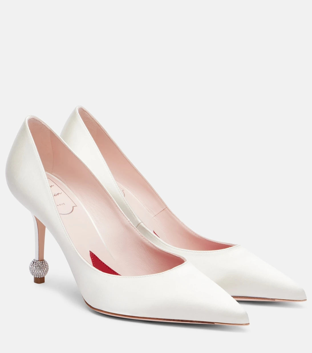 Roger Vivier - Jewel 85 embellished satin pumps