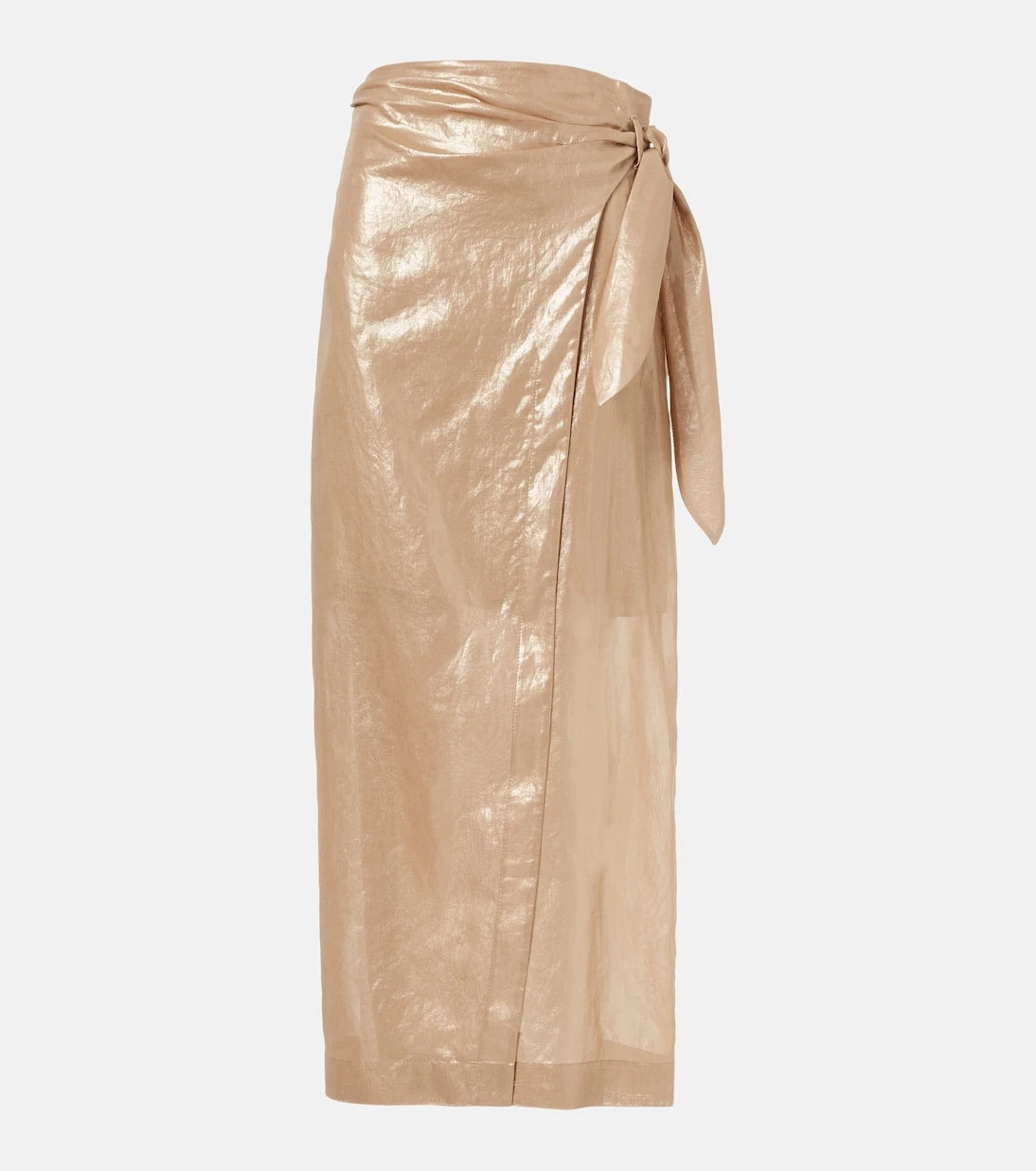 Brunello Cucinelli - Coated cotton wrap skirt