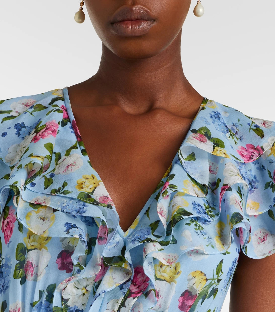 Carolina Herrera - Floral ruffled silk gown
