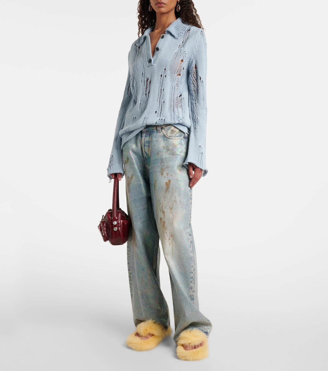 Acne Studios - Shearling thong sandals