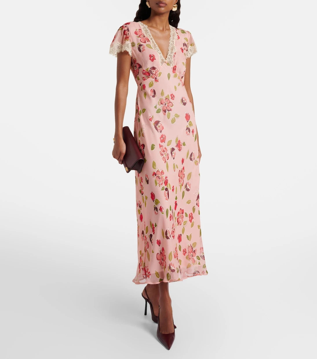 Rixo - Clarice floral lace-trimmed midi dress