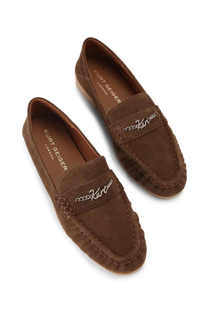 Kurt Geiger London Kadın Süet Loafer Kurt Charm Loafer Brown