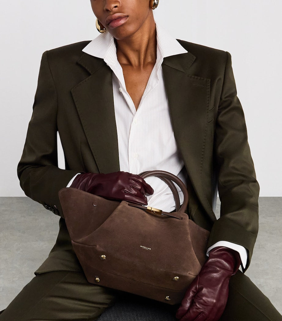 Demellier Brown Medium Suede New York Tote Bag