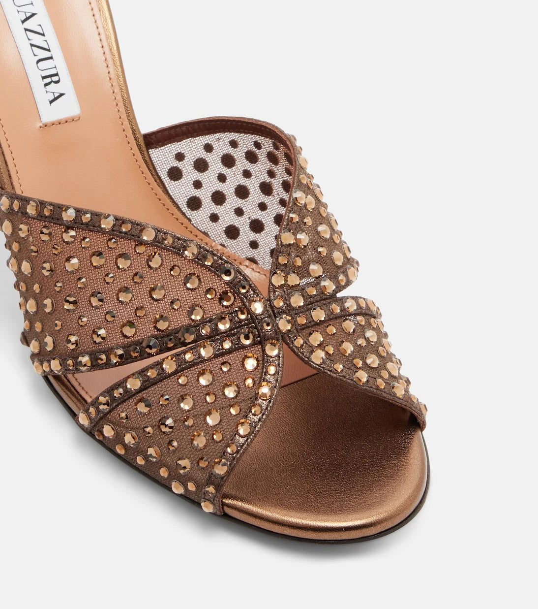 Aquazzura - Crystal Lover embellished tulle mules