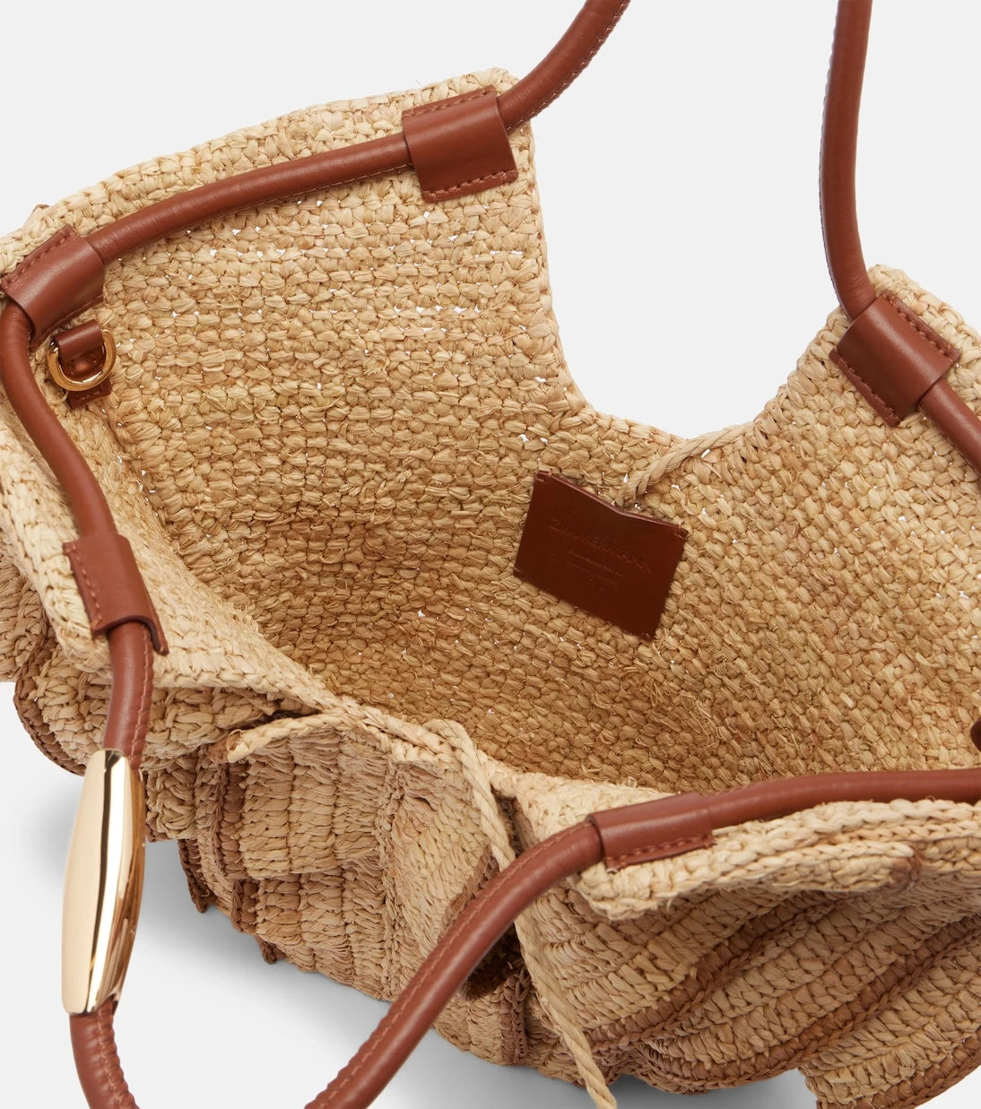 Zimmermann - Goldentime Small raffia top-handle bag