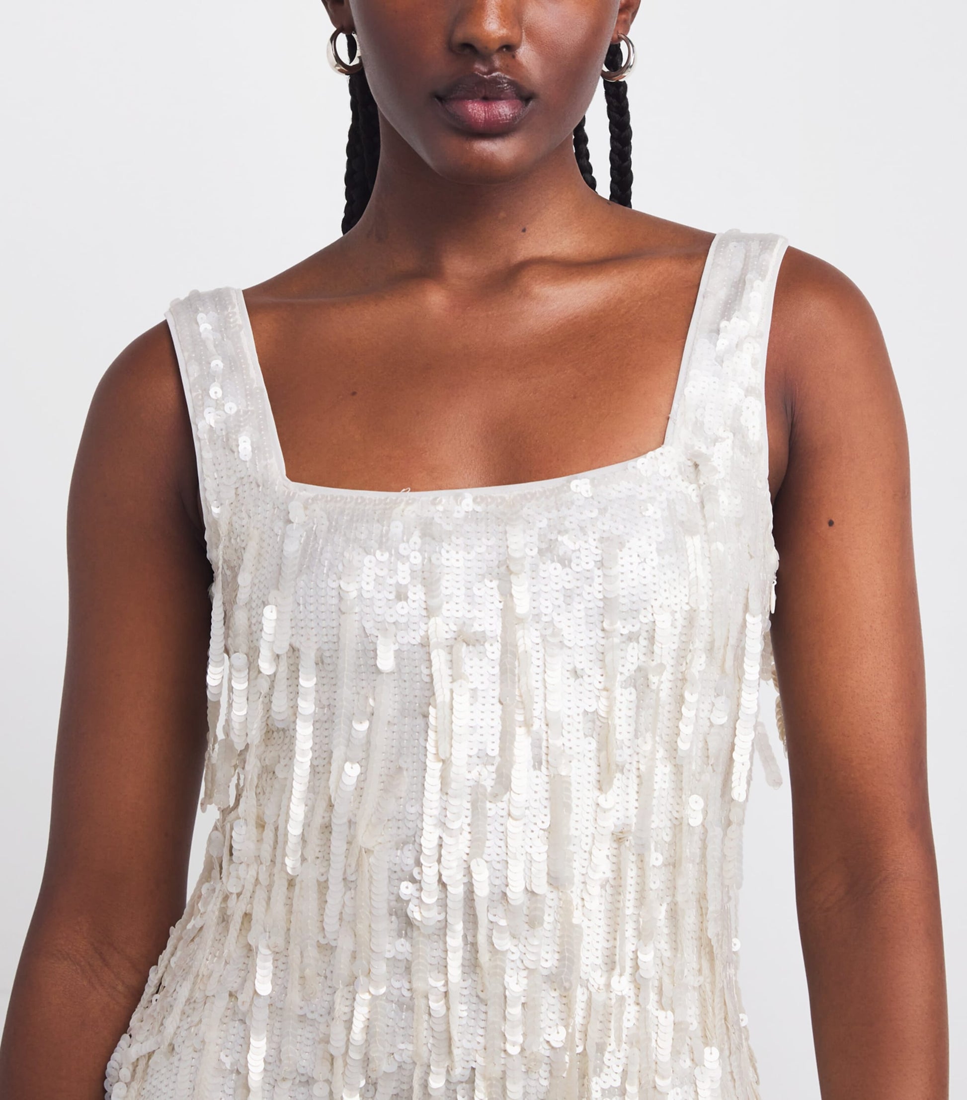 STAUD White Sequin Le Sable Mini Dress