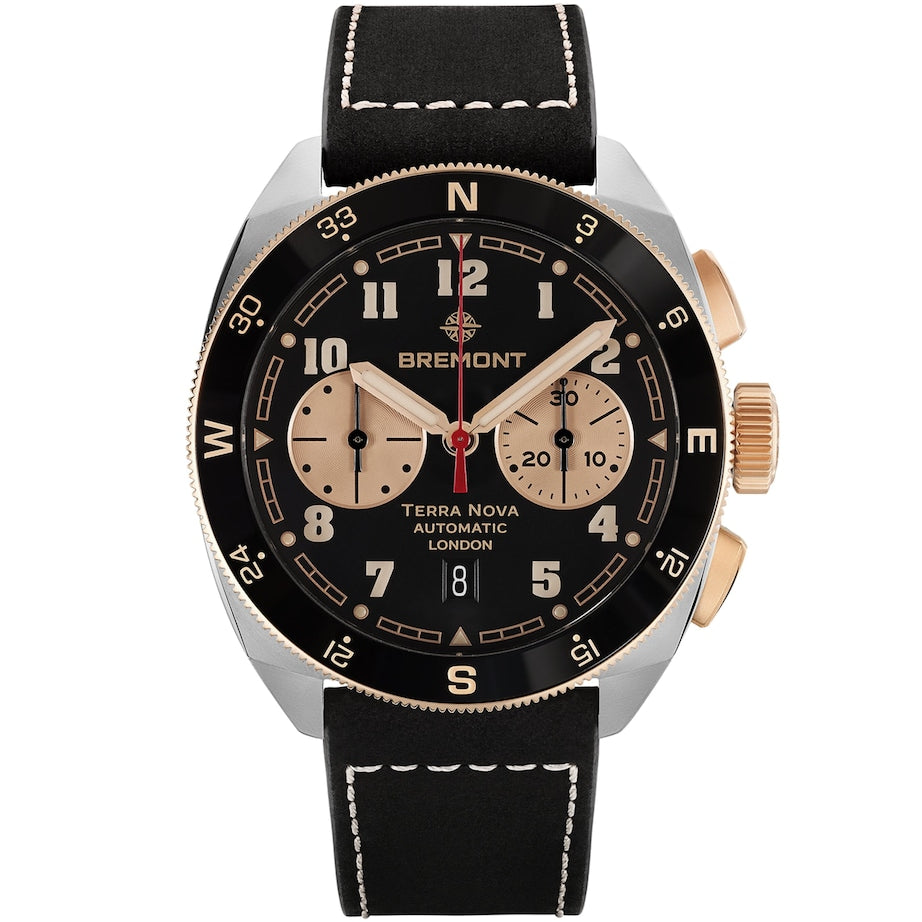 Bremont x Jimmy Chin Sterling Silver and Rose Gold Terra Nova Chronograph Watch 42.5mm