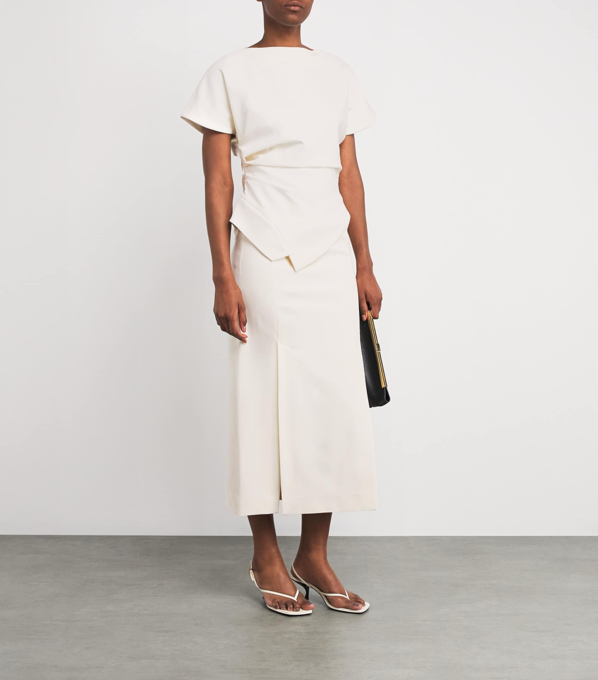 Róhe White Satin Midi Skirt