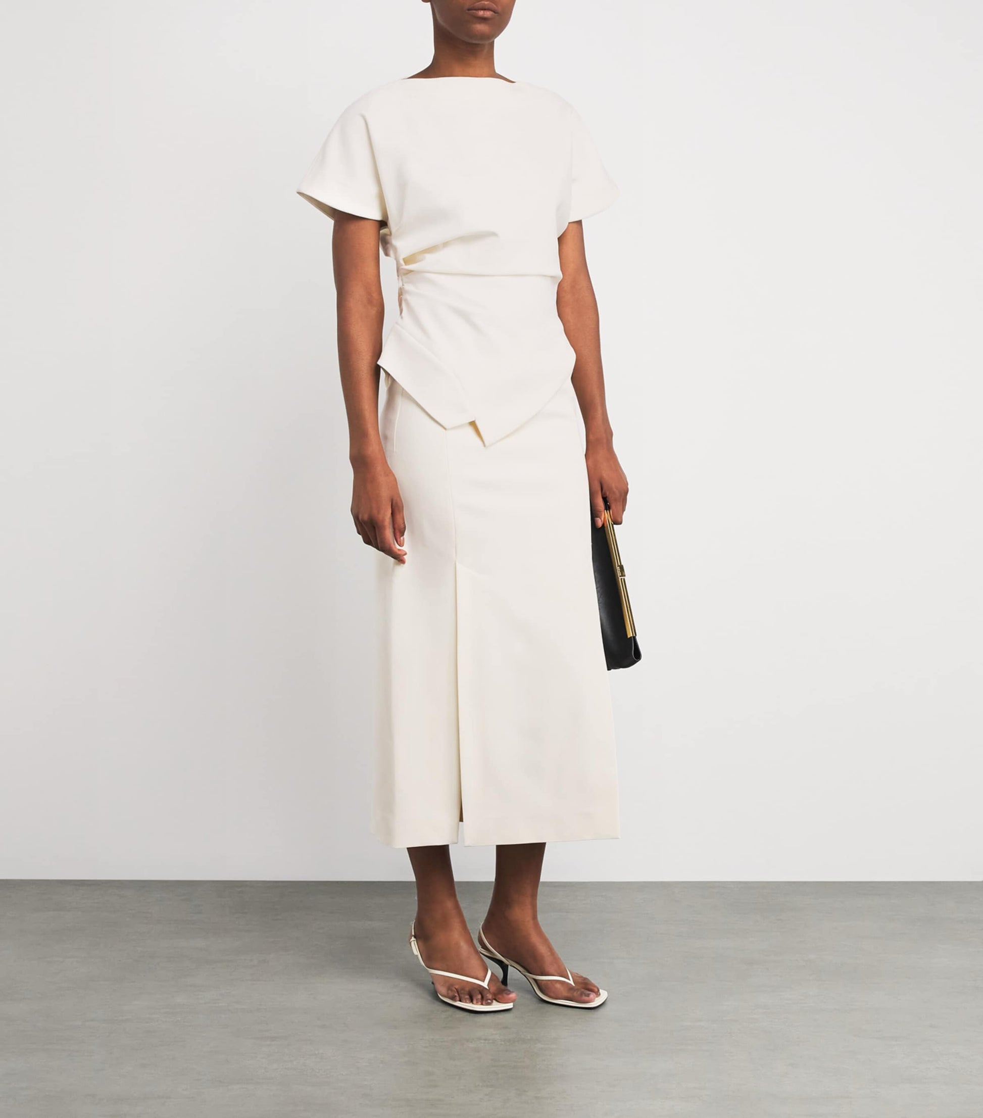 Róhe White Satin Midi Skirt
