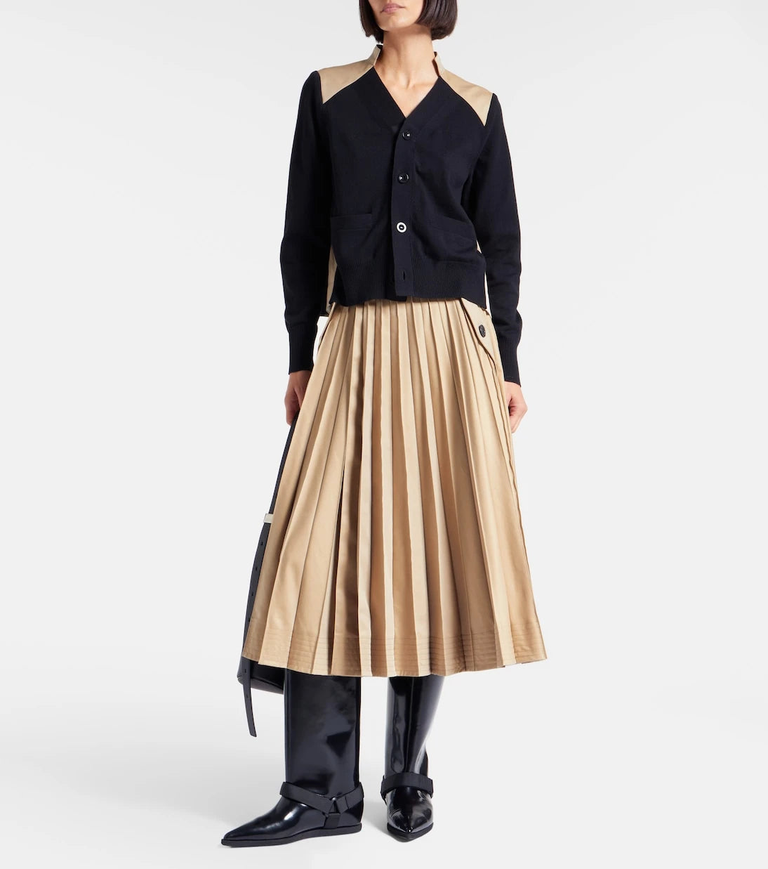 Sacai - Diz hizası deri çizmeler
