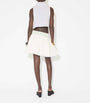 White Cotton-Linen Ruffle Mini Skirt