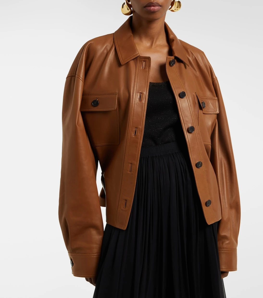 Saint Laurent - Saharienne cropped leather jacket